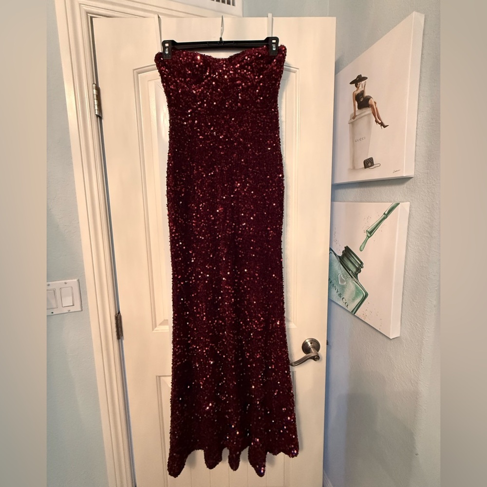 Fashion Nova Burgundy Sequin Dress